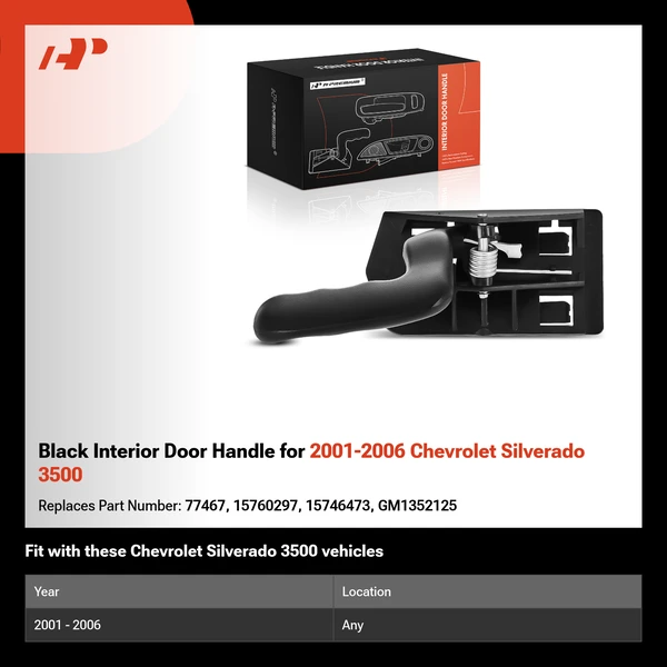 Black Interior Door Handle for 2001-2006 Chevrolet Silverado 3500