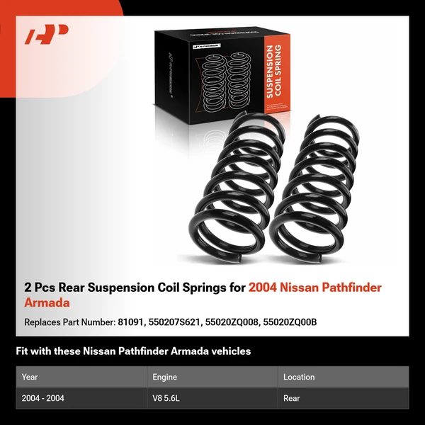2 Pcs Rear Suspension Coil Springs for 2004 Nissan Pathfinder Armada