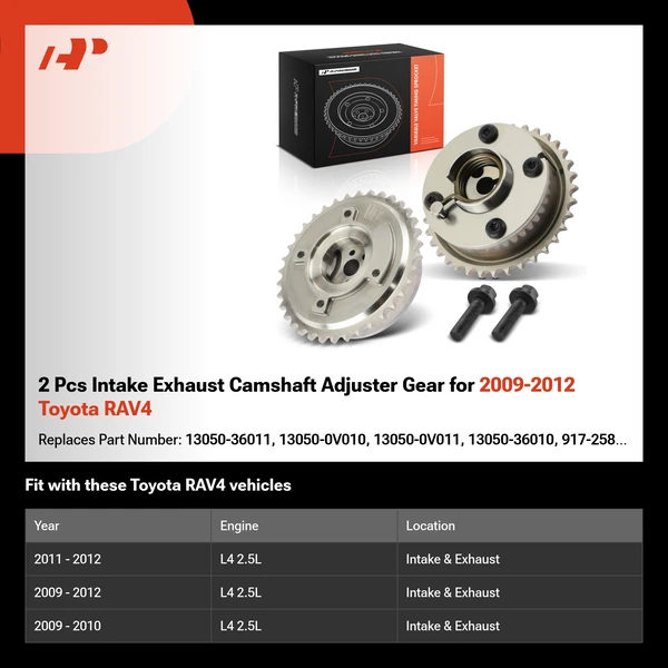 2 Pcs Intake Exhaust Camshaft Adjuster Gear for 2009-2012 Toyota RAV4