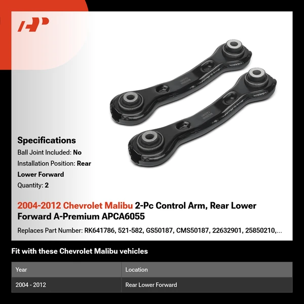 2004-2012 Chevrolet Malibu 2-Pc Control Arm, Rear Lower Forward A-Premium APCA6055