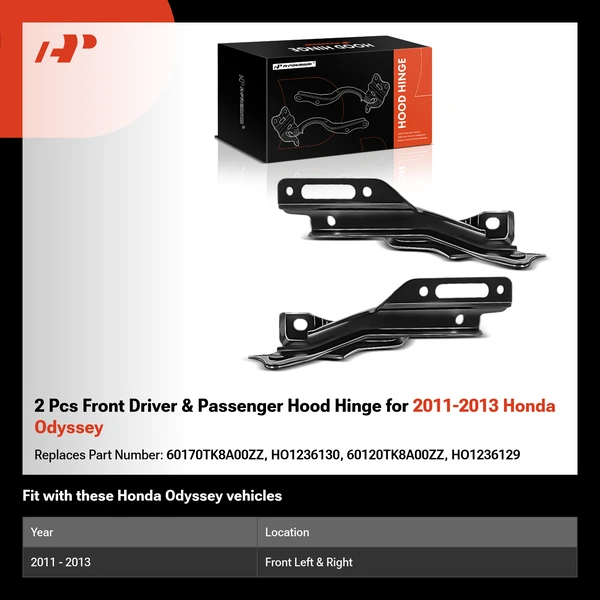 2 Pcs Front Driver & Passenger Hood Hinge for 2011-2013 Honda Odyssey