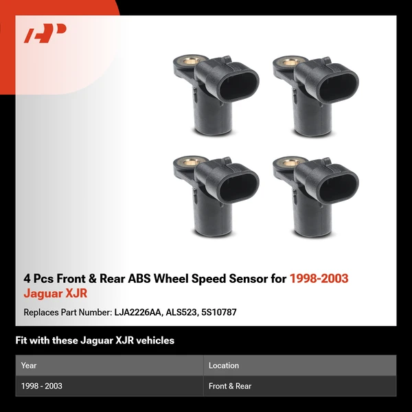4 Pcs Front & Rear ABS Wheel Speed Sensor for 1998-2003 Jaguar XJR
