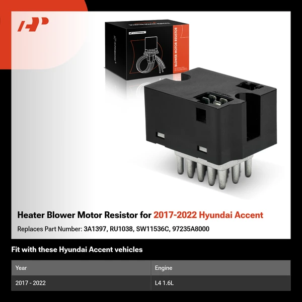 Heater Blower Motor Resistor for 2017-2022 Hyundai Accent
