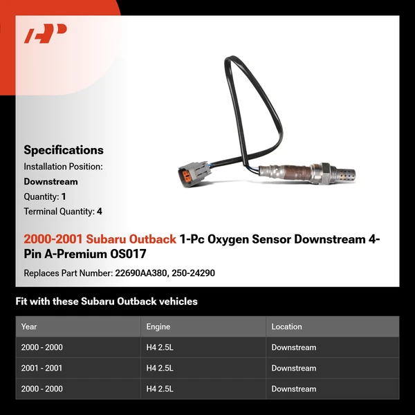 2000-2001 Subaru Outback 1-Pc Oxygen Sensor Downstream 4-Pin A-Premium OS017