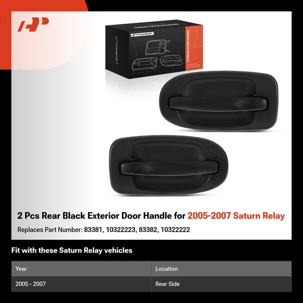 2 Pcs Rear Black Exterior Door Handle for 2005-2007 Saturn Relay