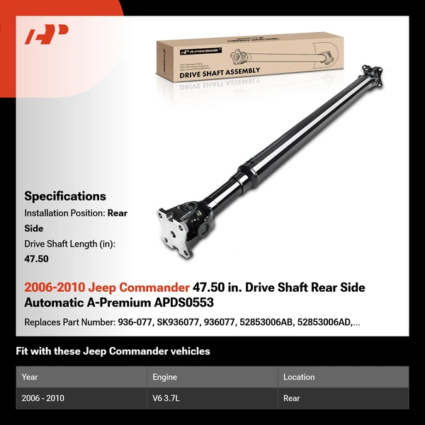 2006-2010 Jeep Commander 47.50 in. Drive Shaft Rear Side Automatic A-Premium APDS0553