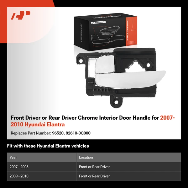 Front Driver or Rear Driver Chrome Interior Door Handle for 2007-2010 Hyundai Elantra