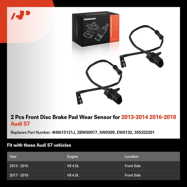 2 Pcs Front Disc Brake Pad Wear Sensor for 2013-2014 2016-2018 Audi S7