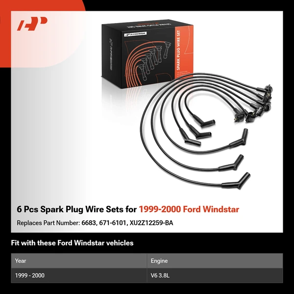 6 Pcs Spark Plug Wire Sets for 1999-2000 Ford Windstar