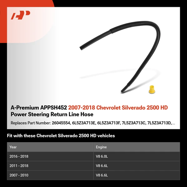 A-Premium APPSH452 2007-2018 Chevrolet Silverado 2500 HD Power Steering Return Line Hose