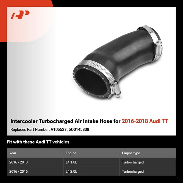 Intercooler Turbocharged Air Intake Hose for 2016-2018 Audi TT