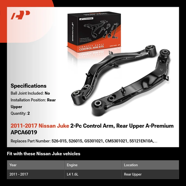 2011-2017 Nissan Juke 2-Pc Control Arm, Rear Upper A-Premium APCA6019