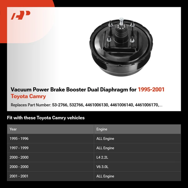 Vacuum Power Brake Booster Dual Diaphragm for 1995-2001 Toyota Camry