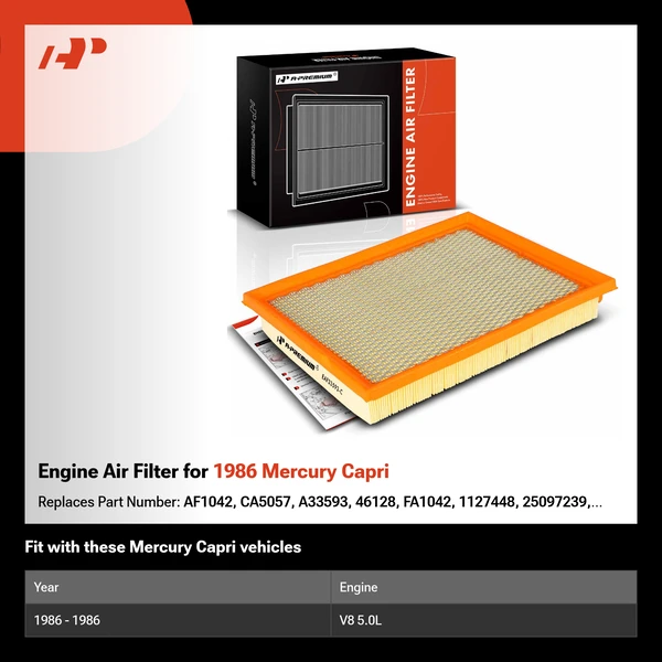Engine Air Filter for 1986 Mercury Capri