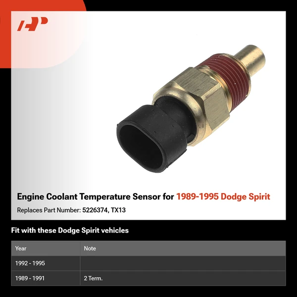 Engine Coolant Temperature Sensor for 1989-1995 Dodge Spirit