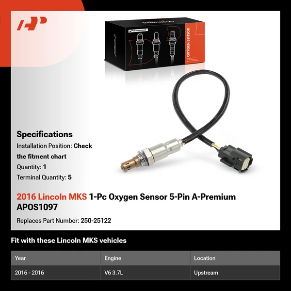 2016 Lincoln MKS 1-Pc Oxygen Sensor 5-Pin A-Premium APOS1097