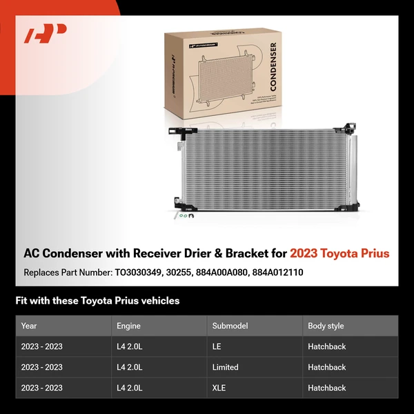 AC Condenser with Receiver Drier & Bracket for 2023 Toyota Prius