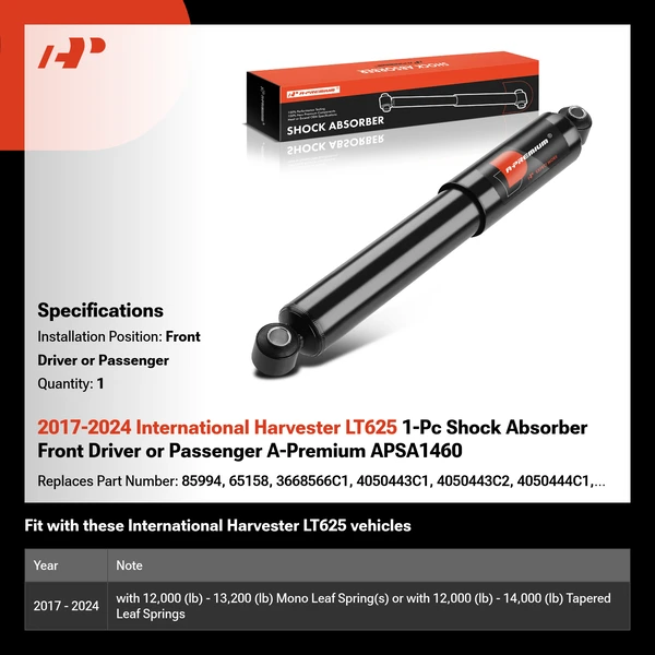 2017-2024 International Harvester LT625 1-Pc Shock Absorber Front Driver or Passenger A-Premium APSA1460