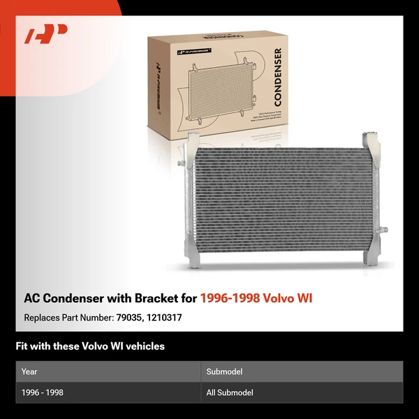 AC Condenser with Bracket for 1996-1998 Volvo WI