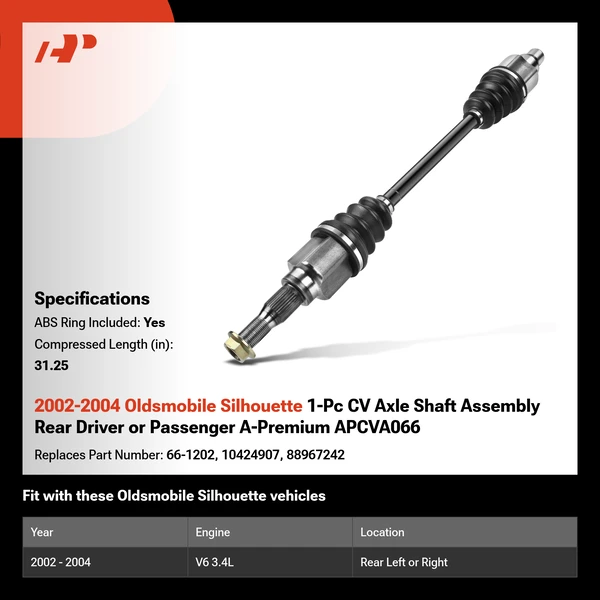 2002-2004 Oldsmobile Silhouette 1-Pc CV Axle Shaft Assembly Rear Driver or Passenger A-Premium APCVA066