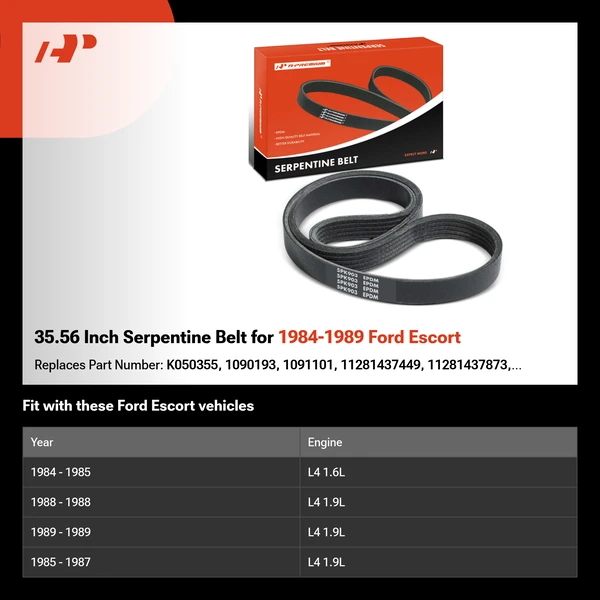 35.56 Inch Serpentine Belt for 1984-1989 Ford Escort