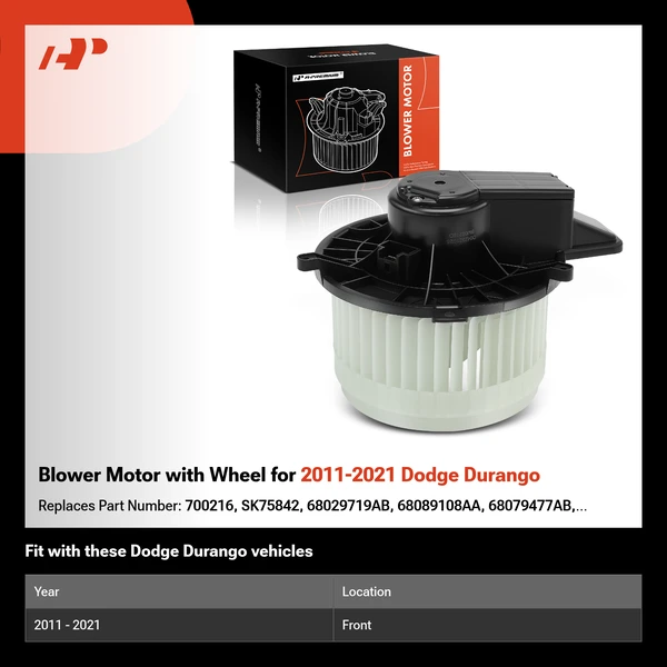 Blower Motor with Wheel for 2011-2021 Dodge Durango