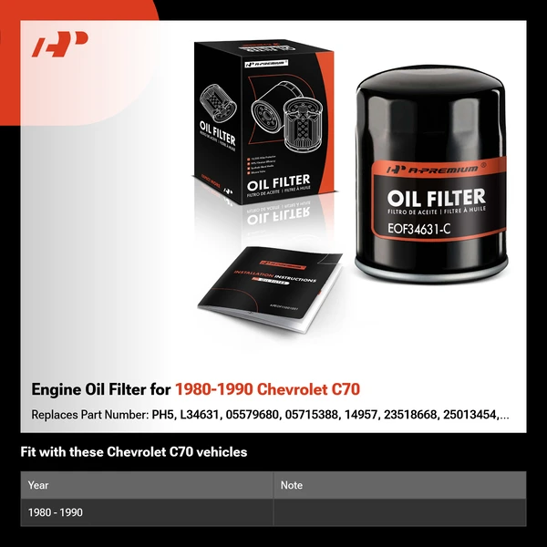 Engine Oil Filter for 1980-1990 Chevrolet C70