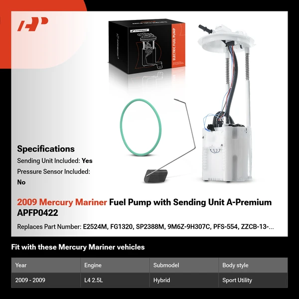 2009 Mercury Mariner Fuel Pump with Sending Unit A-Premium APFP0422