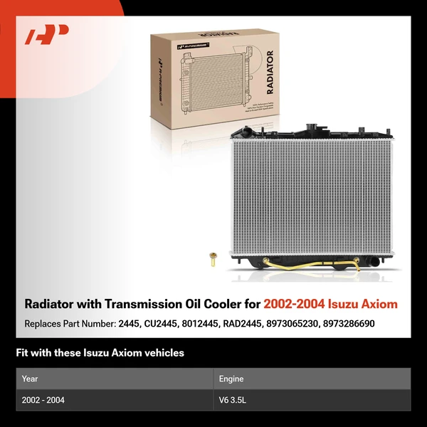 Radiator with Transmission Oil Cooler for 2002-2004 Isuzu Axiom