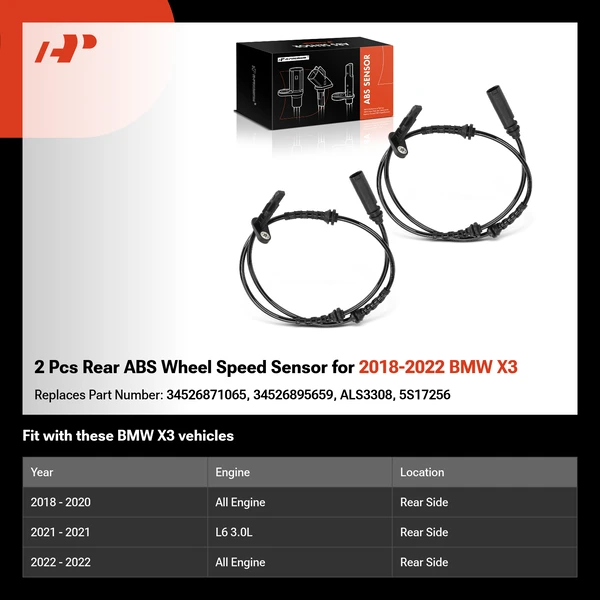 2 Pcs Rear ABS Wheel Speed Sensor for 2018-2022 BMW X3