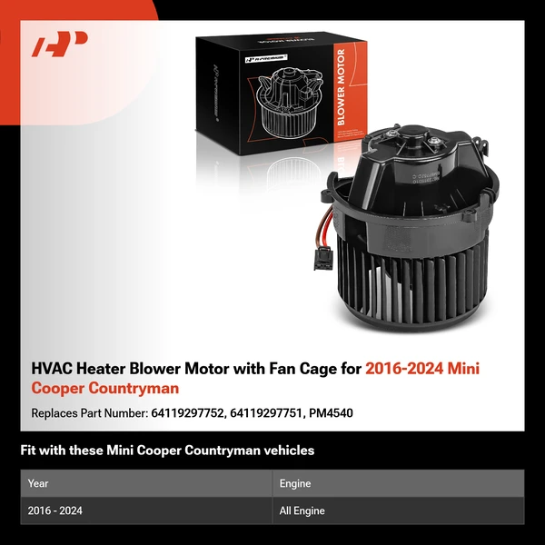 HVAC Heater Blower Motor with Fan Cage for 2016-2024 Mini Cooper Countryman