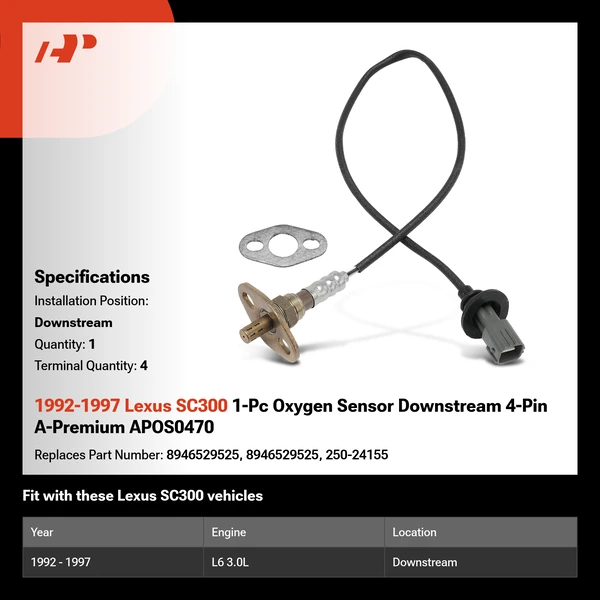 1992-1997 Lexus SC300 1-Pc Oxygen Sensor Downstream 4-Pin A-Premium APOS0470