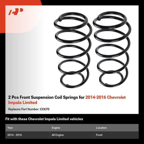 2 Pcs Front Suspension Coil Springs for 2014-2016 Chevrolet Impala Limited