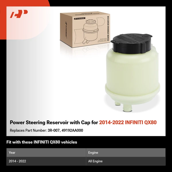 Power Steering Reservoir with Cap for 2014-2022 INFINITI QX80