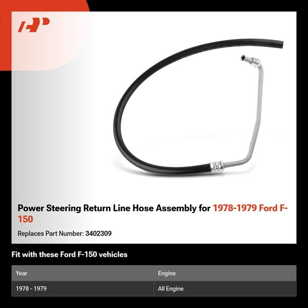 Power Steering Return Line Hose Assembly for 1978-1979 Ford F-150