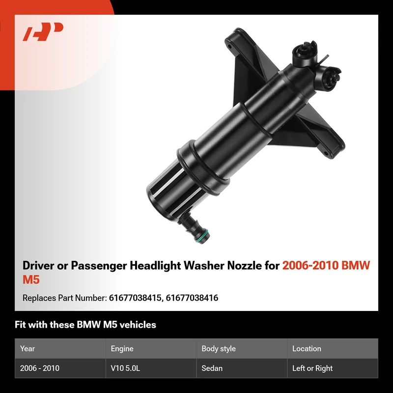 Driver or Passenger Headlight Washer Nozzle for 2006-2010 BMW M5