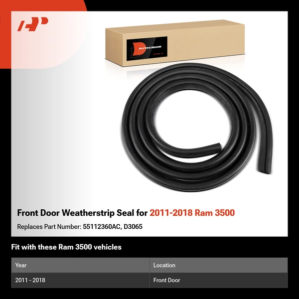 Front Door Weatherstrip Seal for 2011-2018 Ram 3500
