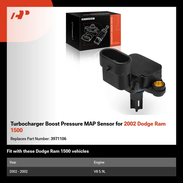 Turbocharger Boost Pressure MAP Sensor for 2002 Dodge Ram 1500