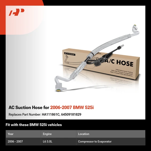AC Suction Hose for 2006-2007 BMW 525i