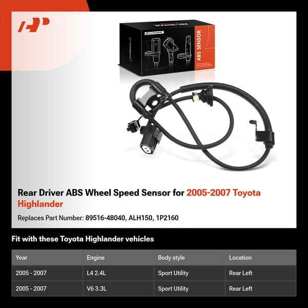 Rear Driver ABS Wheel Speed Sensor for 2005-2007 Toyota Highlander