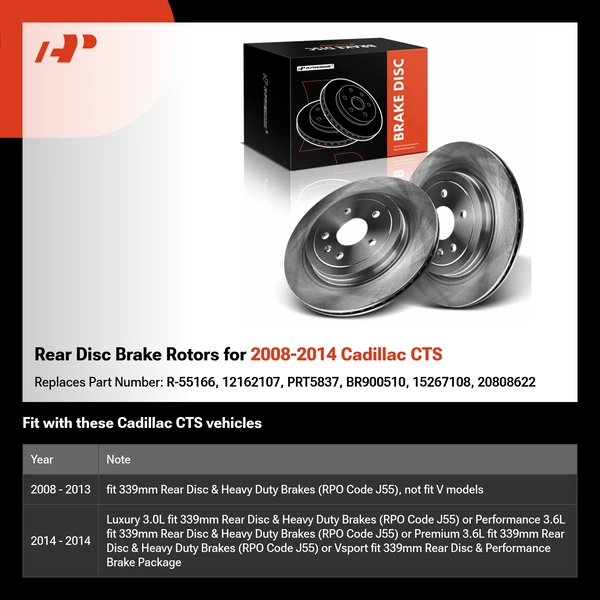 Rear Disc Brake Rotors for 2008-2014 Cadillac CTS