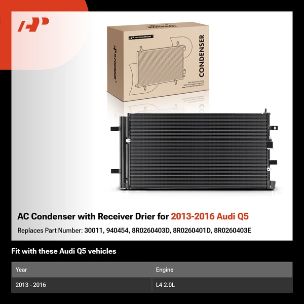 AC Condenser with Receiver Drier for 2013-2016 Audi Q5