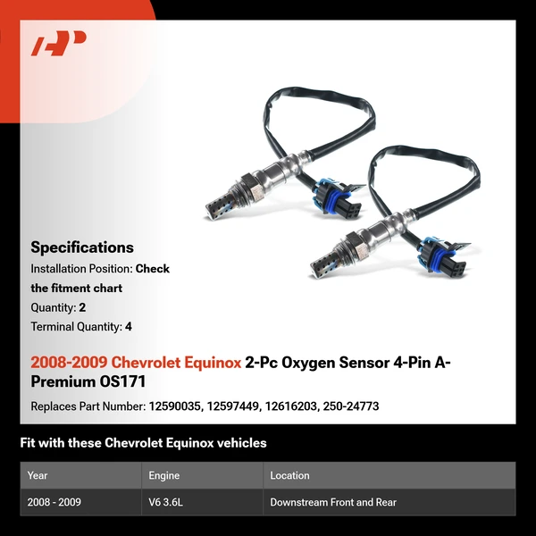 2008-2009 Chevrolet Equinox 2-Pc Oxygen Sensor 4-Pin A-Premium OS171
