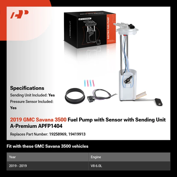 2019 GMC Savana 3500 Fuel Pump with Sensor with Sending Unit A-Premium APFP1404