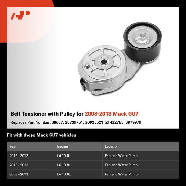 Belt Tensioner with Pulley for 2008-2013 Mack GU7