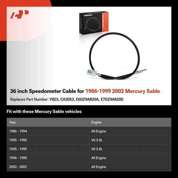 36 inch Speedometer Cable for 1986-1999 2002 Mercury Sable