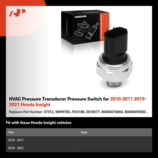 HVAC Pressure Transducer Pressure Switch for 2010-2011 2019-2021 Honda Insight