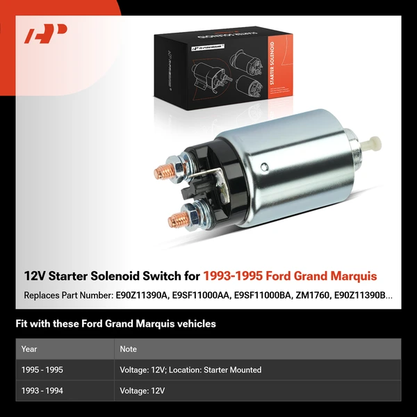 12V Starter Solenoid Switch for 1993-1995 Ford Grand Marquis