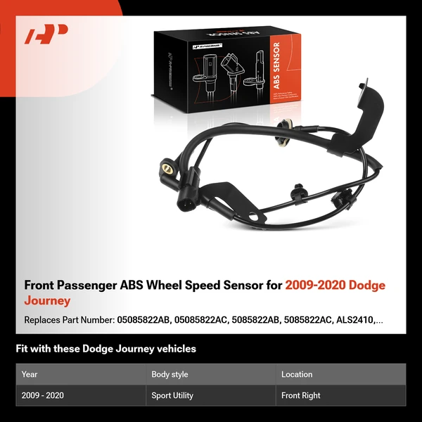 Front Passenger ABS Wheel Speed Sensor for 2009-2020 Dodge Journey