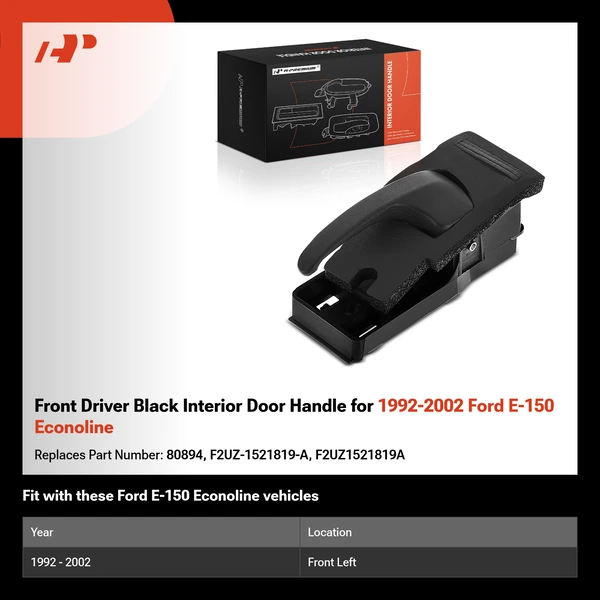 Front Driver Black Interior Door Handle for 1992-2002 Ford E-150 Econoline
